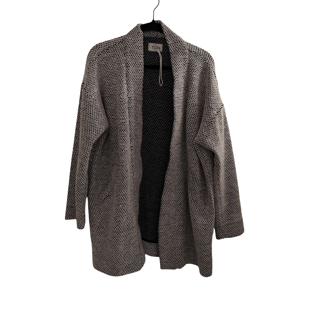 Marine Layer Black and White Open-Front Cardigan